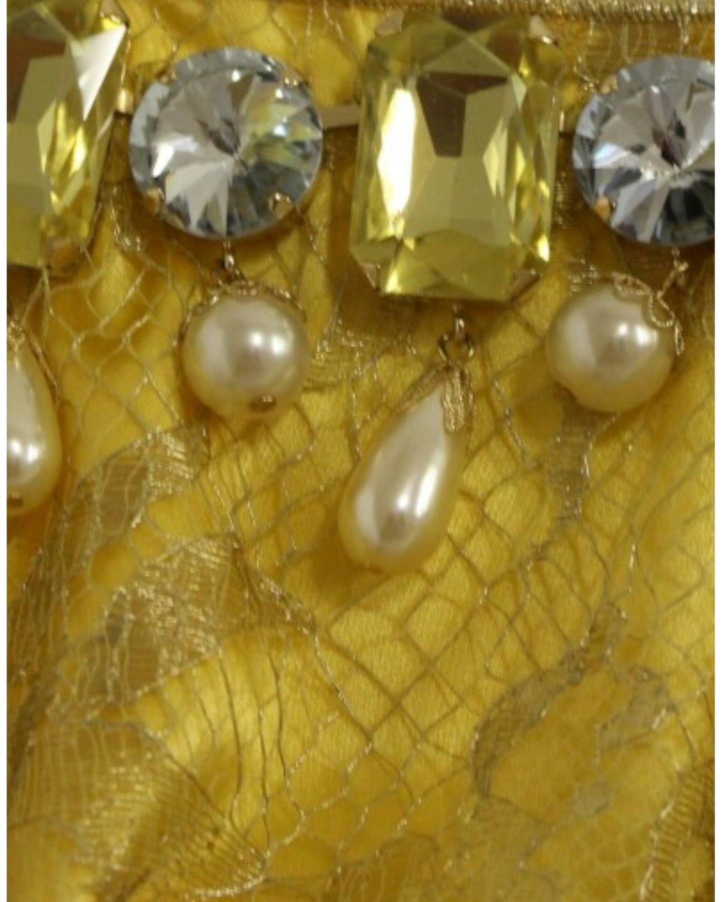 Yellow Lace Crystal Sheath Dress by Dolce & Gabbana 38 IT Women