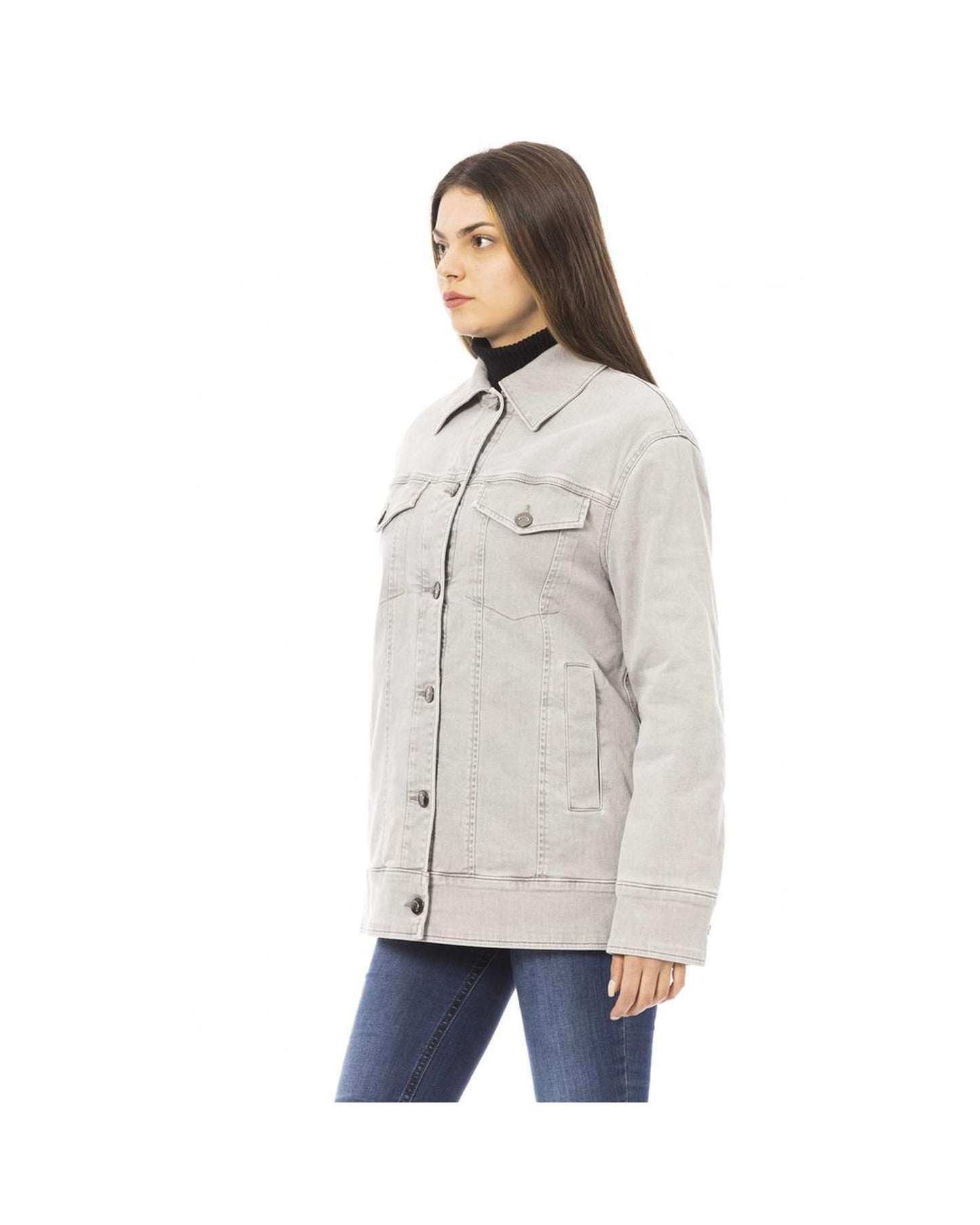 Jacob Cohen Women's Elegant Gray Cotton Blend Jacket - 42 IT