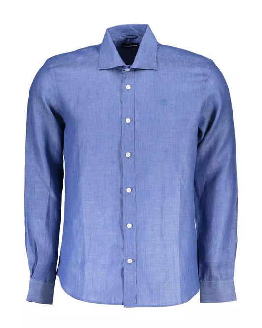 North Sails Men's Blue Linen Shirt - L