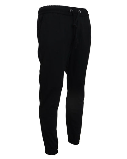 Black Track Casual Sweatpants with Logo Details by Dolce & Gabbana 50 IT Men