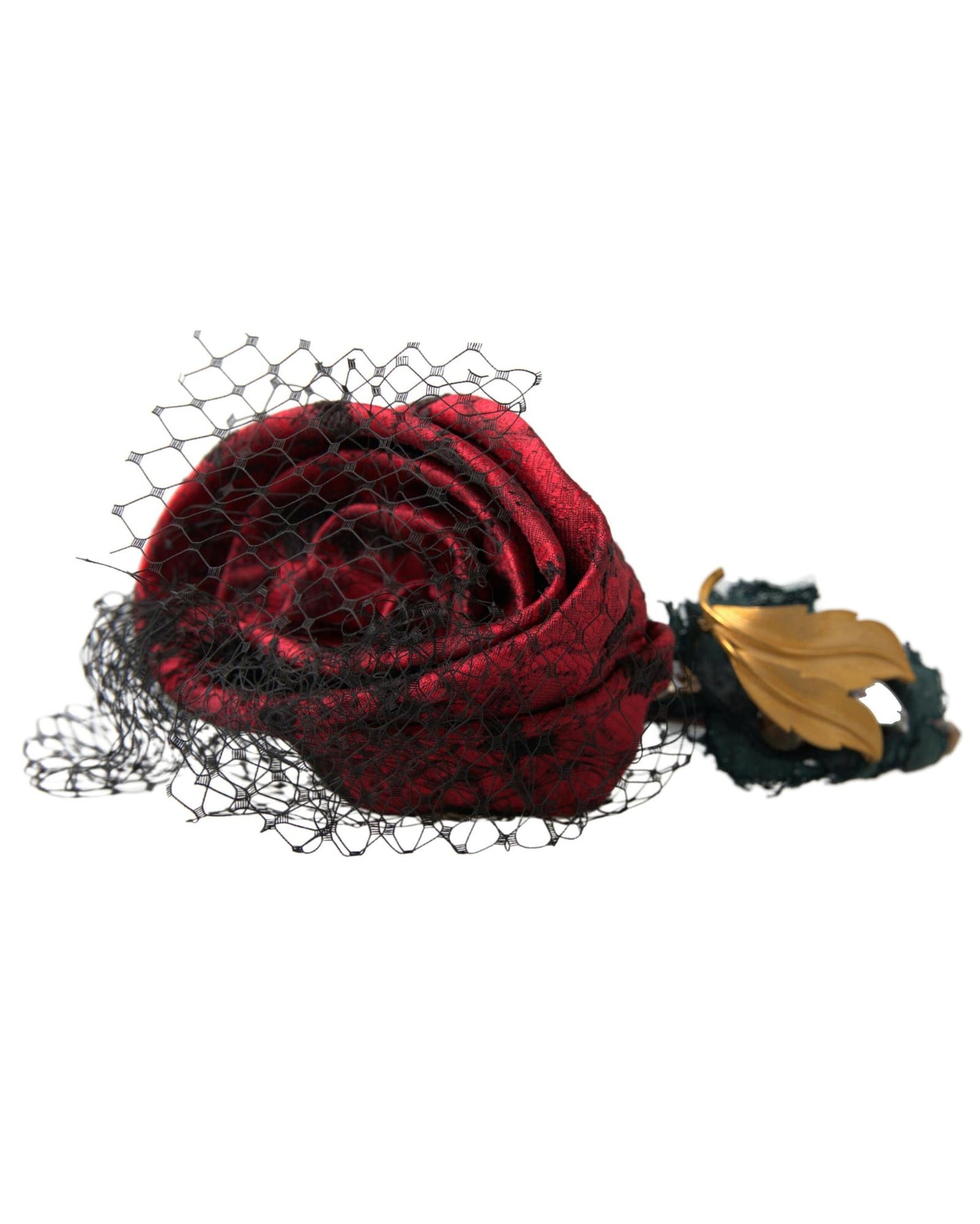 Dolce & Gabbana Women's Red with multicolor Rose Silk Crystal Netted Logo Diadem Headband - One Size