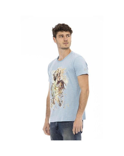 Trussardi Action Men's Elegant Light Blue Cotton Tee for  - M