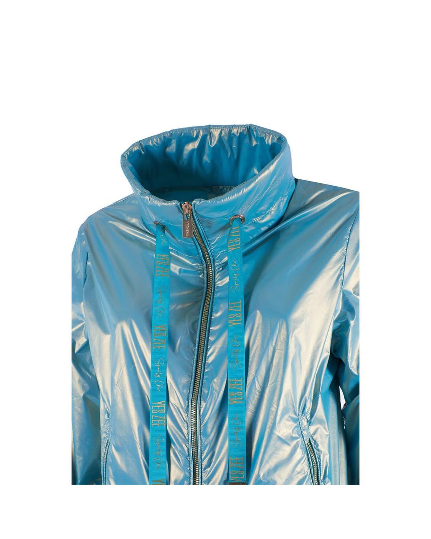 Yes Zee Women's Light Blue Nylon Jackets & Coat - M