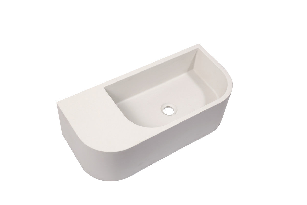 New Concrete Cement Wash Basin Counter Top Matte White Wall Hung Basin