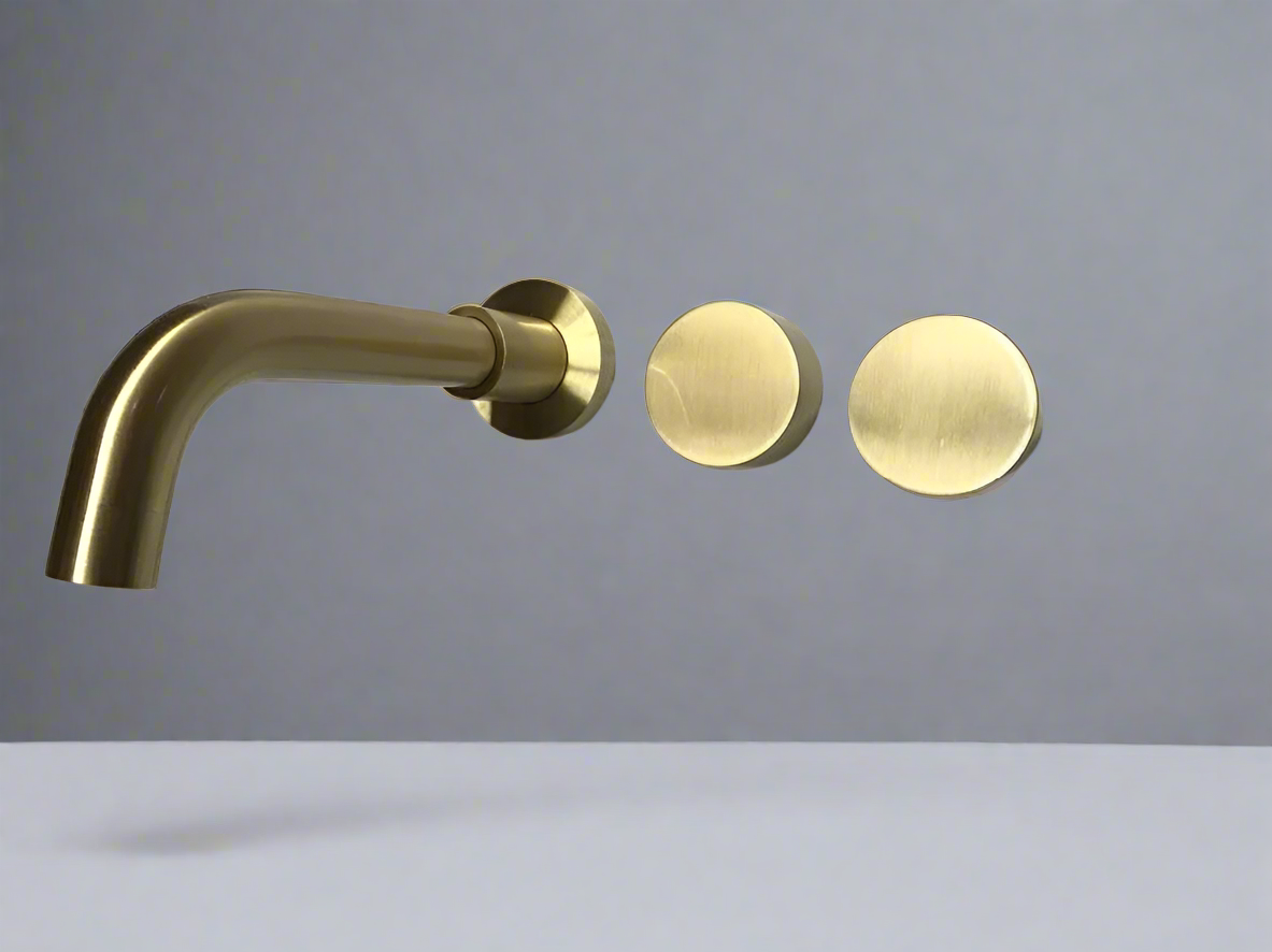 2021 New Burnished Gold Brushed Brass mixer WaterMark WELS round taps wall faucet basin