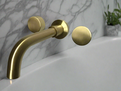 2021 New Burnished Gold Brushed Brass mixer WaterMark WELS round taps wall faucet basin