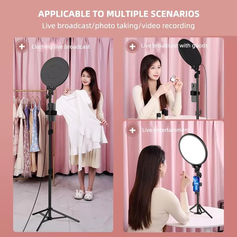 Full-Screen Selfie Ring Light Tripod Set For Live Stream - 210Cm Height - 55Cm Bracket