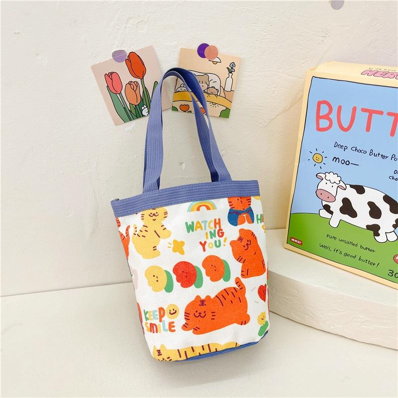 Cartoon Graffiti Bento Bag - Cute Canvas Handbag - Model 1 Green