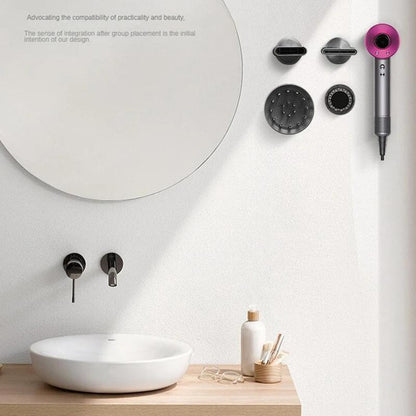 Wall Mounted Magnetic Blower Holder for Nozzles - no Punch Needed - For Dyson Hair Dryer