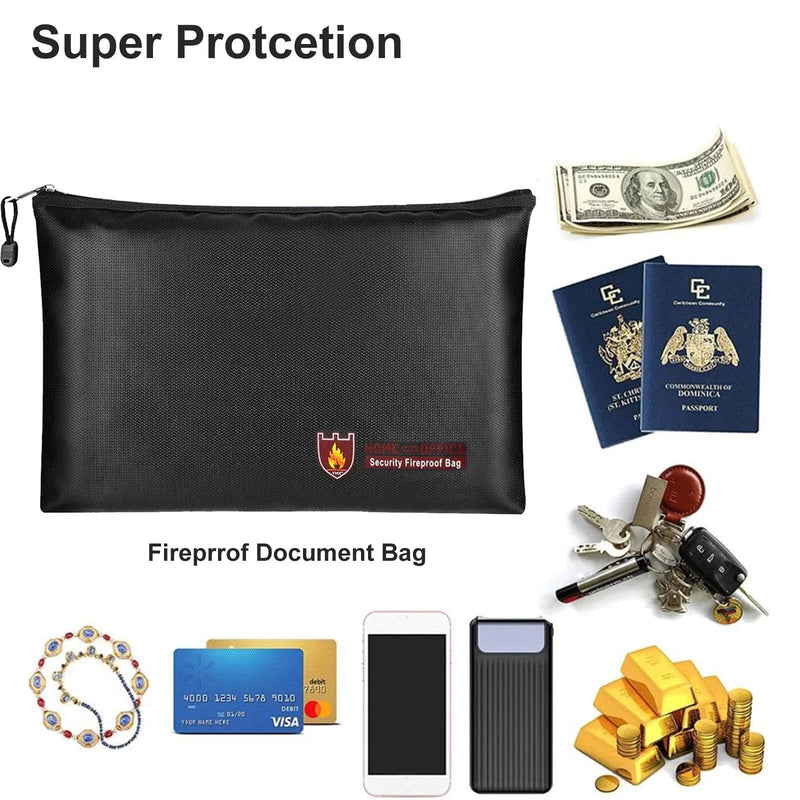 Secure Fireproof Waterproof Bag For Valuables - 13.4X9.8 Inch