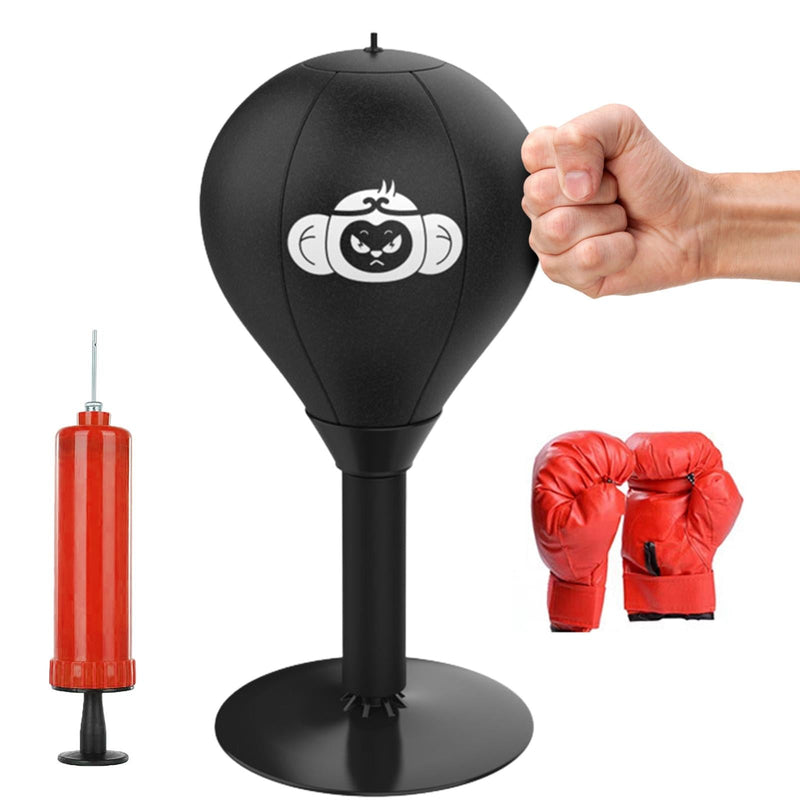 Desktop Speed Ball For Boxing Training - Bear Design With Gloves & Pump - Bear+Pump