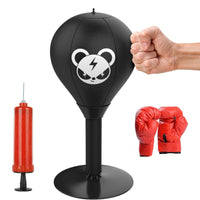 Desktop Speed Ball For Boxing Training - Bear Design With Gloves & Pump - Bear+Pump