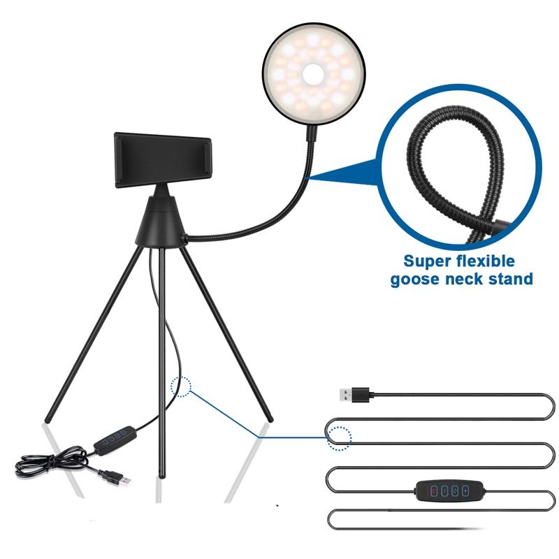 Dimmable Led Ring Light with Phone Tripod Stand