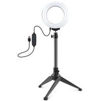 Usb 3 Modes Dimmable Led Ring Light with Tripod Holder and Cold Shoe Ball Head - 4.7 Inch Diameter