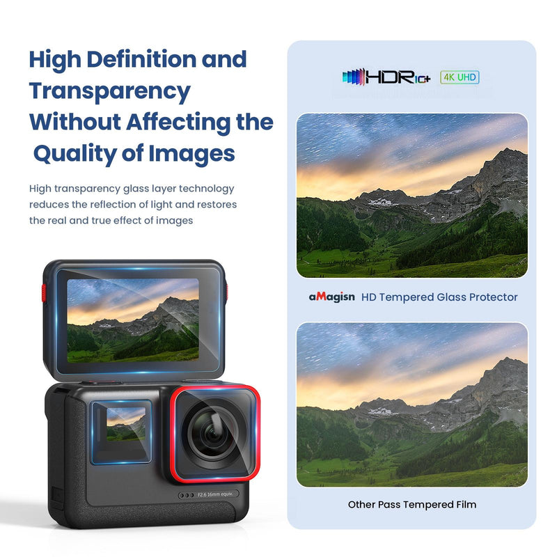 Tempered Film Protective Stickers for Insta360 Ace Amagisn Sports Camera - 6 In 1