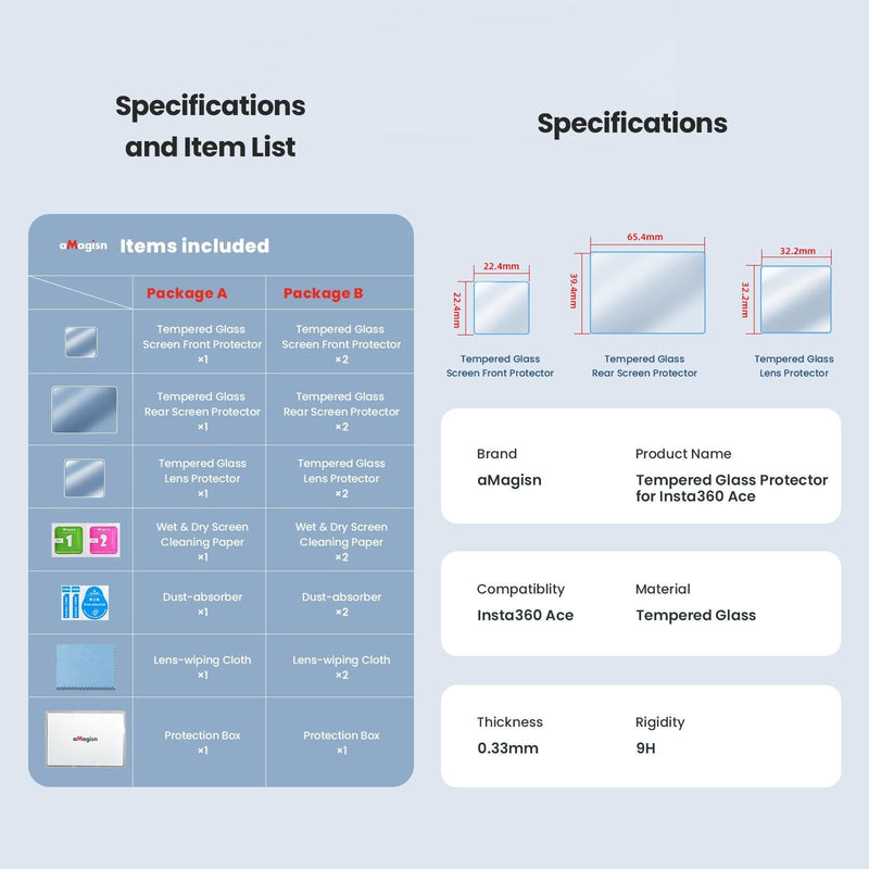 Tempered Film Protective Stickers for Insta360 Ace Amagisn Sports Camera - 6 In 1