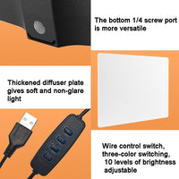 30cm Flat-panel Live Fill Light with 3-colour Temperature - Adjustable Bracket