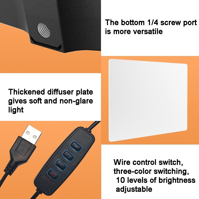 30cm Flat-panel Live Fill Light with 3-colour Temperature - Adjustable Bracket