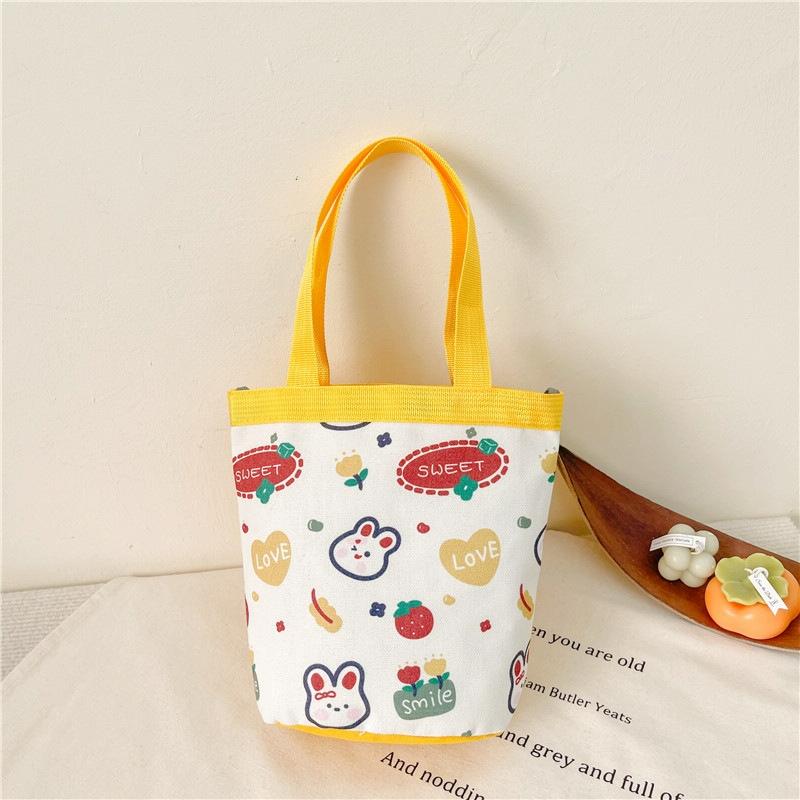 Cartoon Graffiti Bento Bag - Cute Canvas Handbag - Model 2 Green