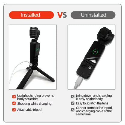 Quick Release Mount Adapter For Dji Osmo Pocket 3 Camera 1 / 4 Inch Hole - With Tripod