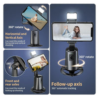Auto Tracking Gimbal Stabilizer with Fill Light and Selfie Stick - 360 Degree Rotation - A200 Set 2
