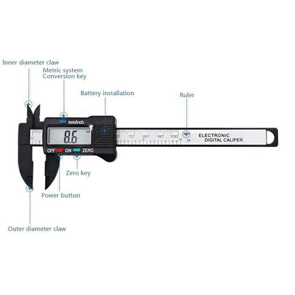 Digital Display Vernier Caliper - Plastic Fiber