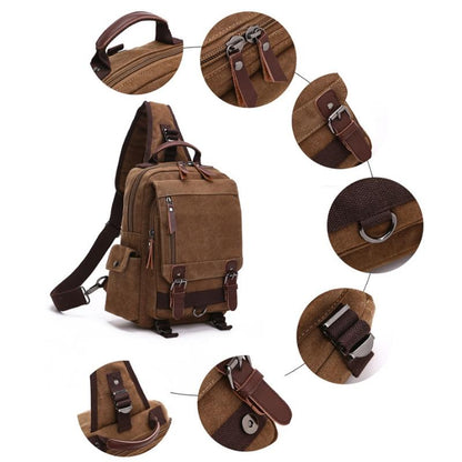Khaki Canvas Chest Bag For Outdoor Travel Messenger Style