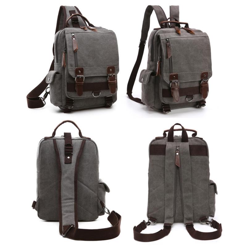 Khaki Canvas Chest Bag For Outdoor Travel Messenger Style