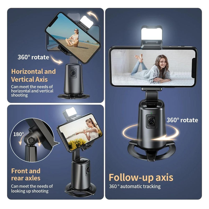 Auto Tracking Gimbal Stabilizer with Fill Light and Selfie Stick - 360 Degree Rotation - A200 Set 3