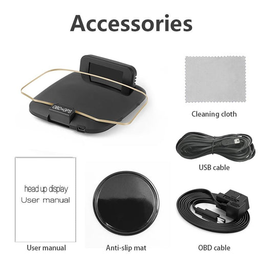 Car Hud Display Compass Speed Temp Voltage Alarm Navigation Obd2 + Gps