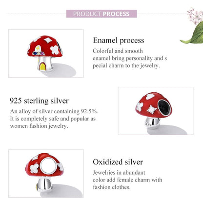 925 Sterling Silver Mushroom House Beads For Diy Bracelets & Necklaces