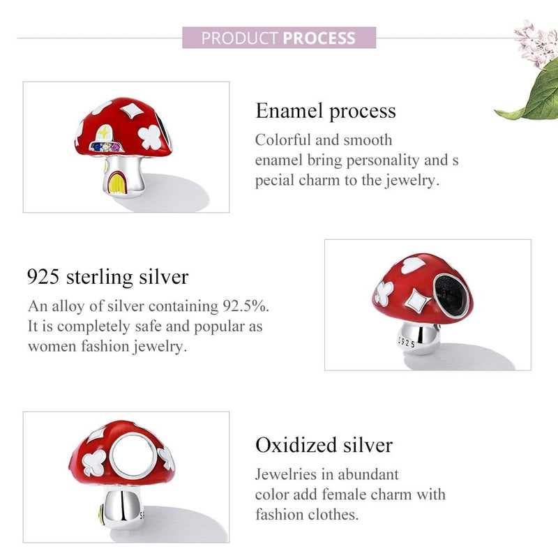 925 Sterling Silver Mushroom House Beads For Diy Bracelets & Necklaces