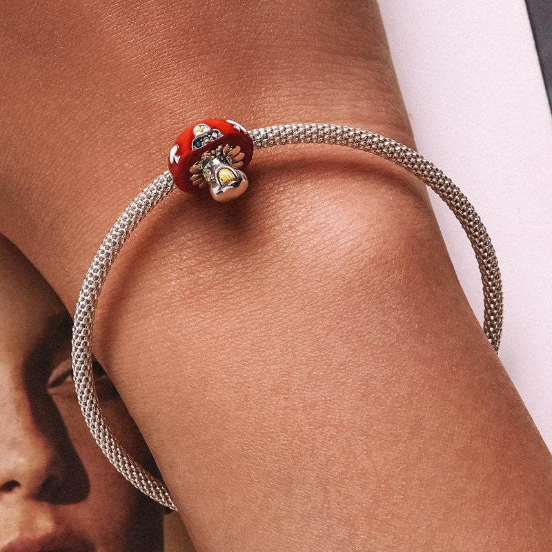 925 Sterling Silver Mushroom House Beads For Diy Bracelets & Necklaces