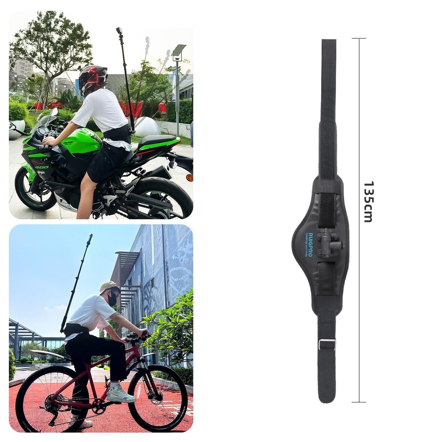 Phone Gimbal Stabilizer Waist Belt Strap - With Phone Clamp & Selfie Stick