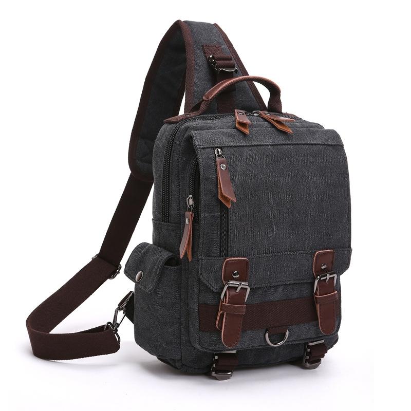Canvas Chest Bag For Outdoor Travel Black