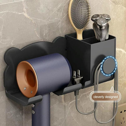 Wall Mounted Holder For Dyson Hair Dryer Bathroom Storage Rack Simple Black - Upgrade White