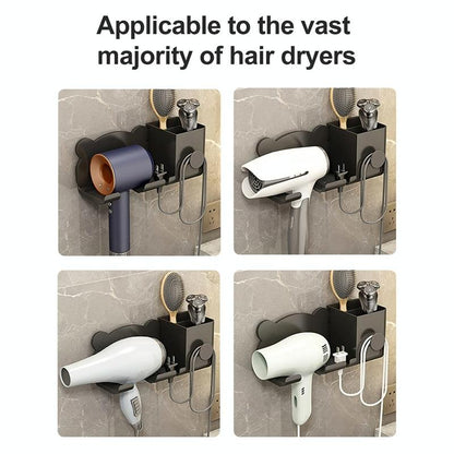 Wall Mounted Holder For Dyson Hair Dryer Bathroom Storage Rack Simple Black - Upgrade White