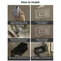 Wall Mounted Holder For Dyson Hair Dryer Bathroom Storage Rack Simple Black - Upgrade White