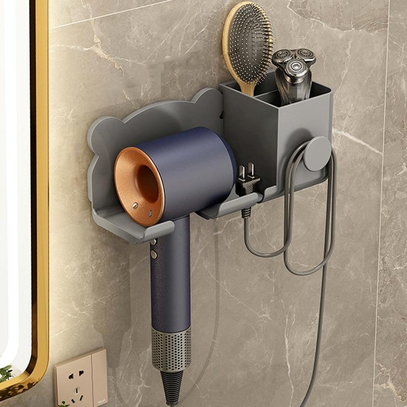 Wall Mounted Holder For Dyson Hair Dryer Bathroom Storage Rack Simple Black - Upgrade White