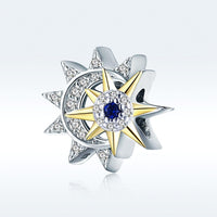 925 Sterling Silver Sun & Moon Beads For Diy Bracelets