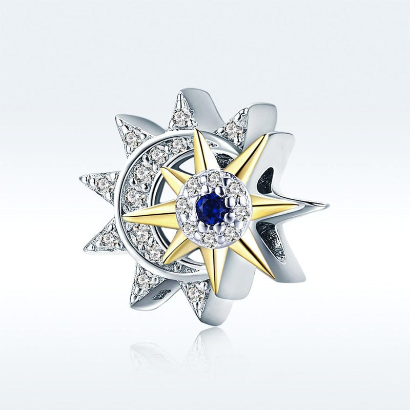 925 Sterling Silver Sun & Moon Beads For Diy Bracelets