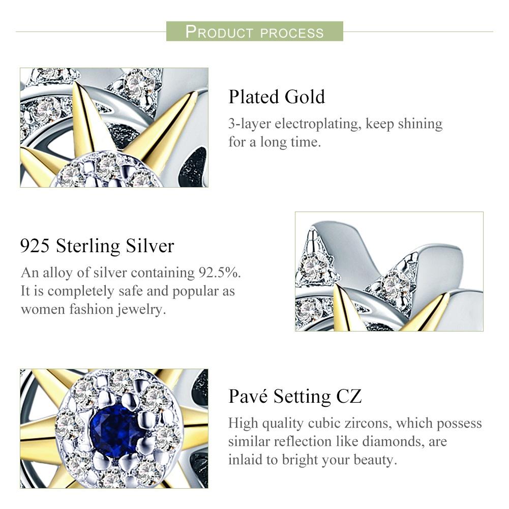 925 Sterling Silver Sun & Moon Beads For Diy Bracelets