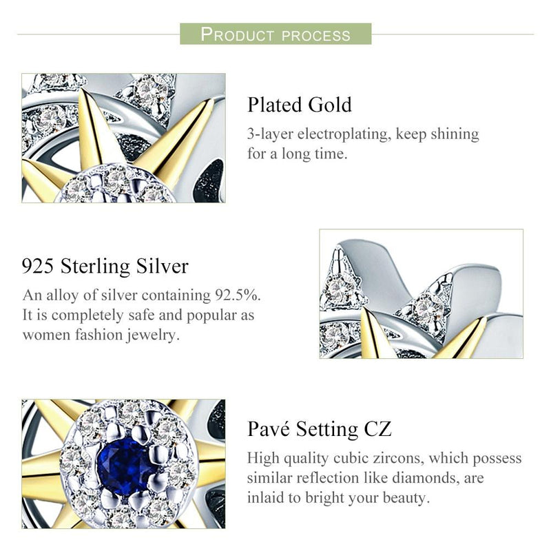 925 Sterling Silver Sun & Moon Beads For Diy Bracelets