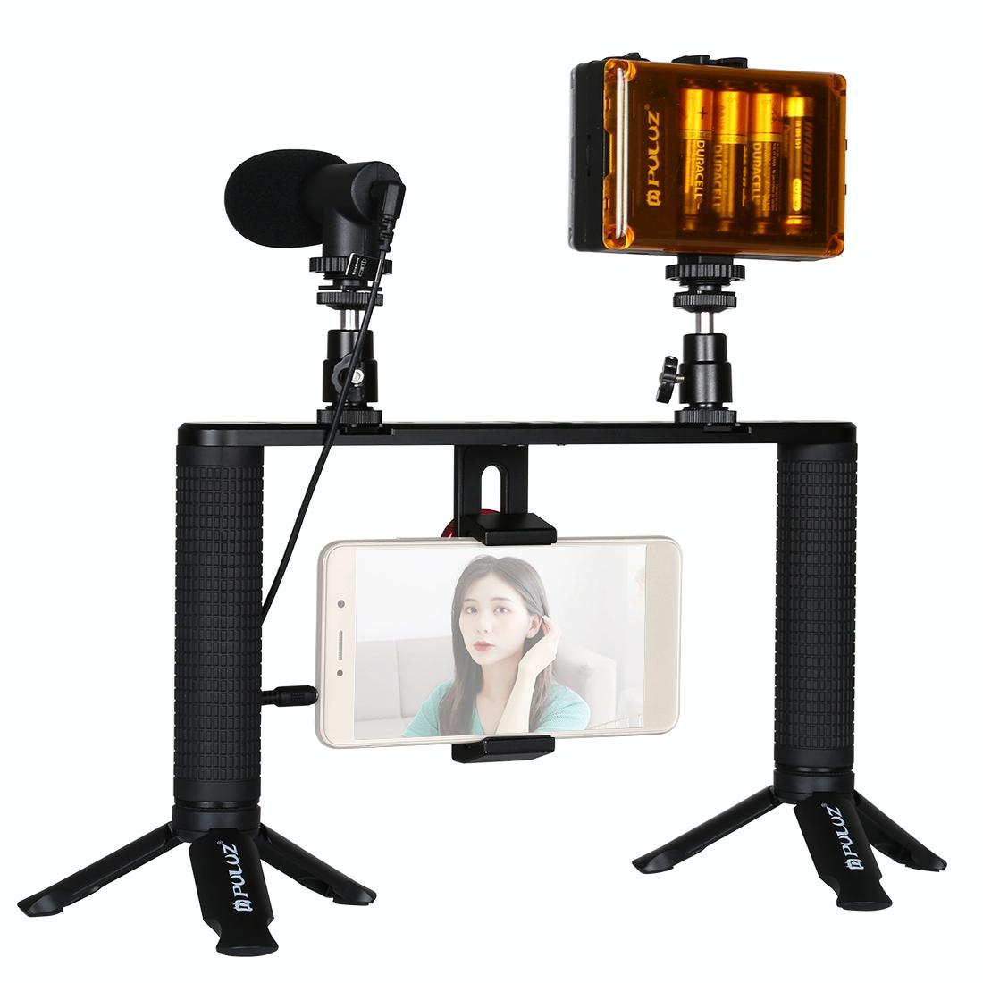 4-In-1 Vlogging Kit With Led Light Microphone Tripod And Stabilizer