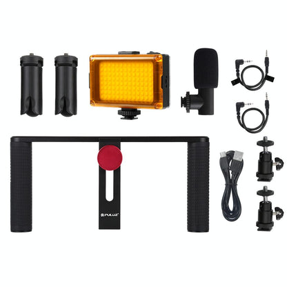 4-In-1 Vlogging Kit With Led Light Microphone Tripod And Stabilizer