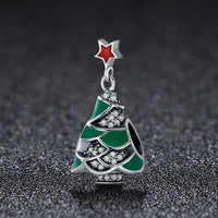 925 Sterling Silver Christmas Tree Bead Pendant For Diy Bracelets & Necklaces