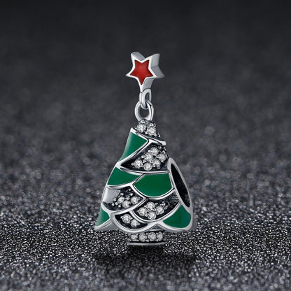 925 Sterling Silver Christmas Tree Bead Pendant For Diy Bracelets & Necklaces