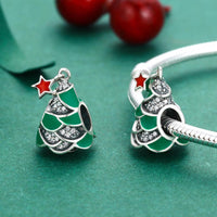 925 Sterling Silver Christmas Tree Bead Pendant For Diy Bracelets & Necklaces