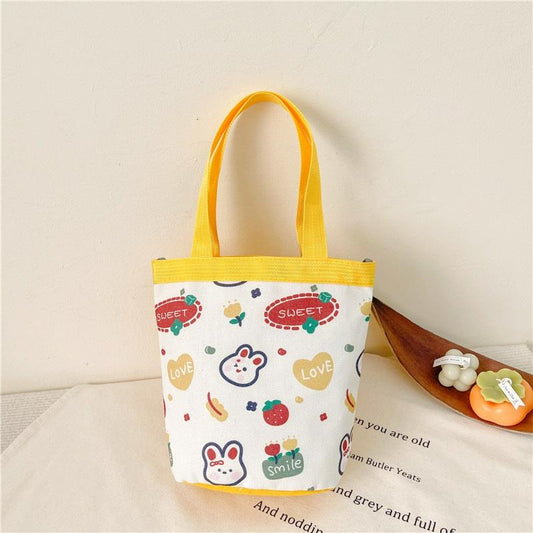 Cartoon Graffiti Bento Bag - Cute Canvas Handbag - Model 1 Yellow