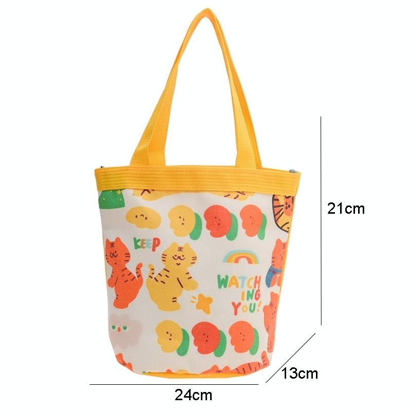Cartoon Graffiti Bento Bag - Cute Canvas Handbag - Model 1 Yellow